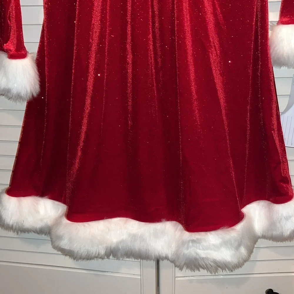 NWT Bonnie Jean red velvet Christmas Santa‎ dress girls 16